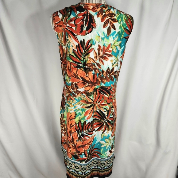 db 1962 NWOT Multicolored Floral Print Zipper Neck Sleeveless Dress Size Medium - Picture 6 of 11